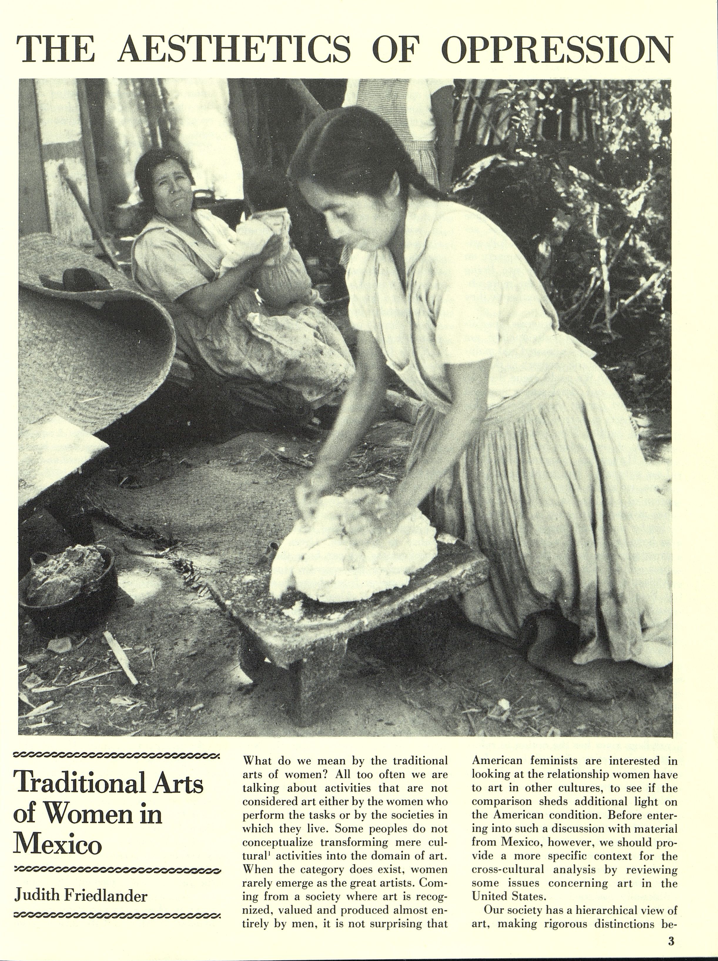 The Aesthetics of Oppression: Traditional Arts of Women in Mexico