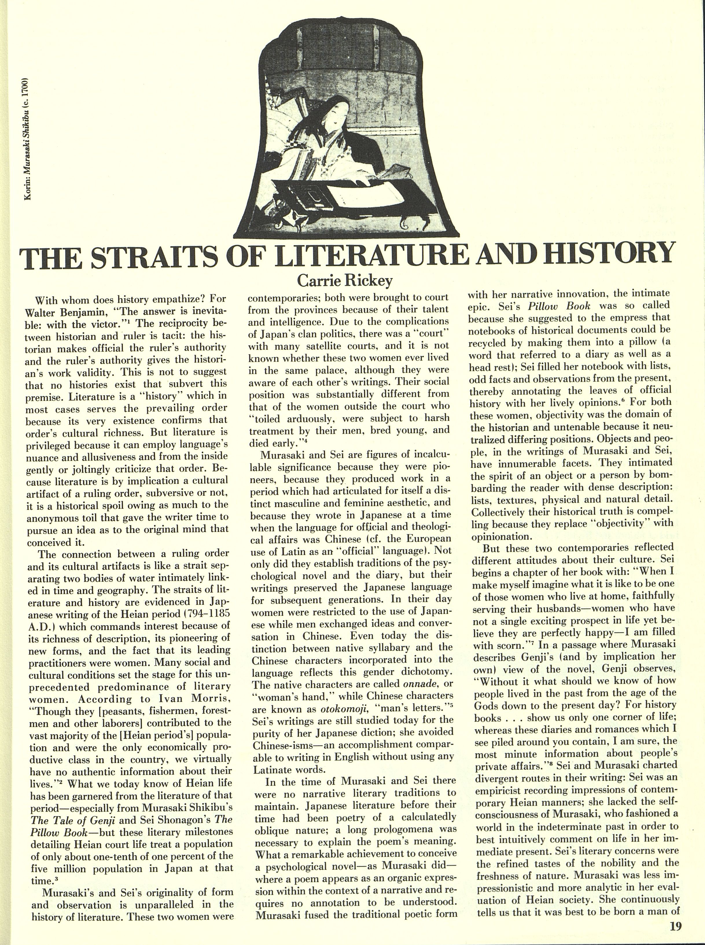 The Straits of Literature and History