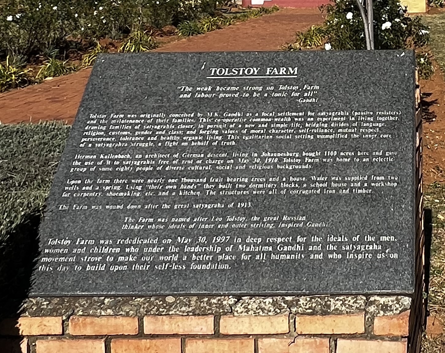 Tolstoy Farm plaque