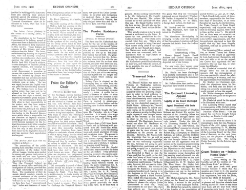 "The Passive Resistance Farm" essay in Indian Opinion