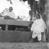 Gandhi and Amtul Salaam at a prayer session